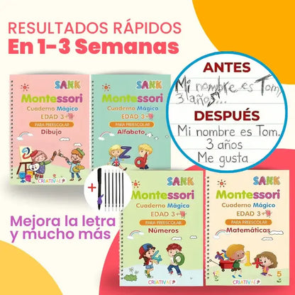 SET DE 2 LIBROS MONTESSORI - Ayuda a tu hijo a mejorar la caligrafía en 2 semanas.