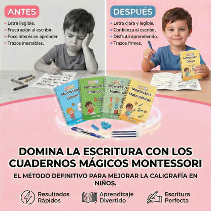 SET DE 2 LIBROS MONTESSORI - Ayuda a tu hijo a mejorar la caligrafía en 2 semanas.