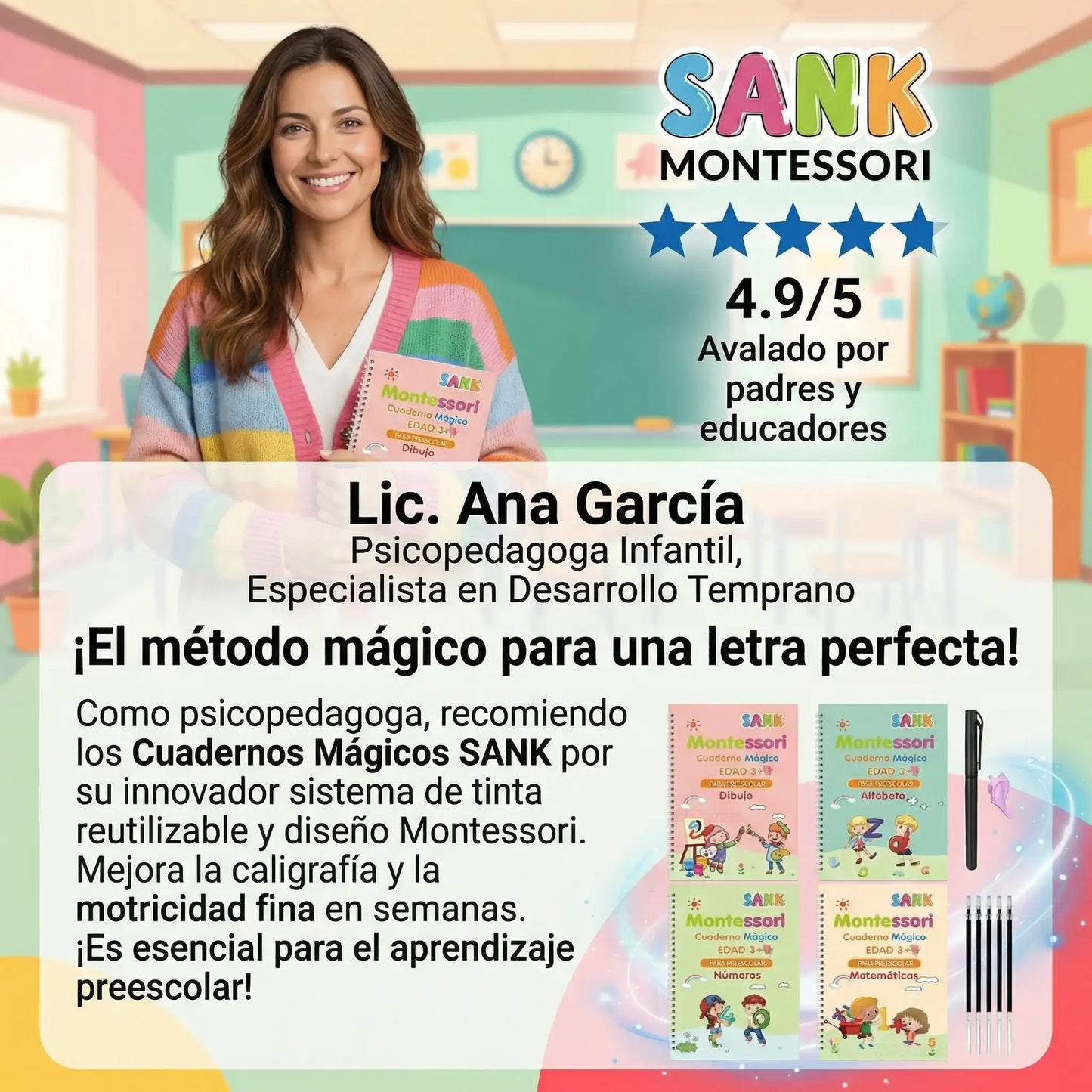 SET DE 2 LIBROS MONTESSORI - Ayuda a tu hijo a mejorar la caligrafía en 2 semanas.